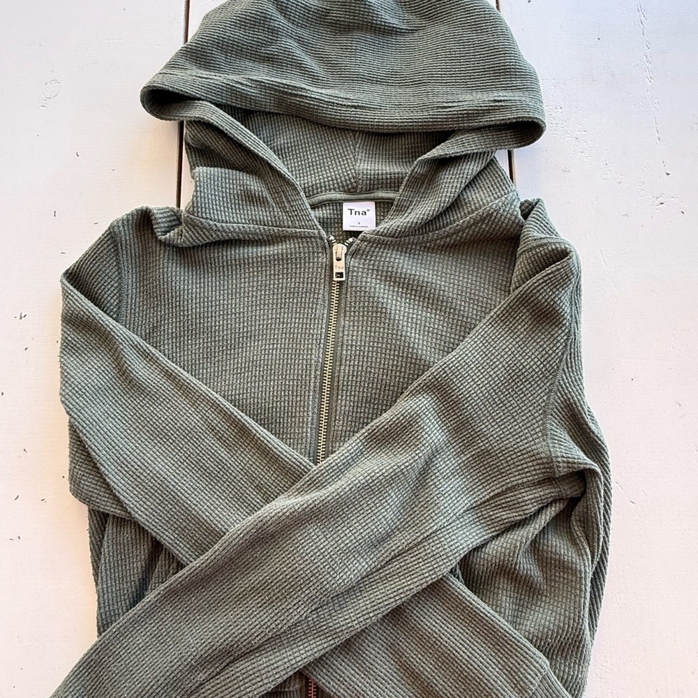 ARITZIA TNA Olive Waffle Knit Hoodie